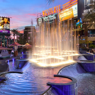 Visit the WaterDance Plaza at Westgate Entertainment District
